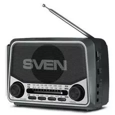 Радиоприемник Sven SRP-525 SV-017156 серая, 3Вт, USB, microSD, FM/AM/SW, фонарь, встроенный аккумуля