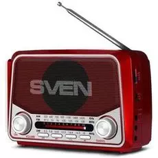 Радиоприемник Sven SRP-525 SV-017163 красная, 3Вт, USB, microSD, FM/AM/SW, фонарь, встроенный аккумулятор