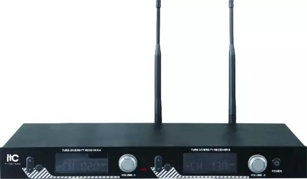 Микрофон ITC T-521US Двухканальная радиомикрофонная система, приёмник + 2 головных микрофона, шт
