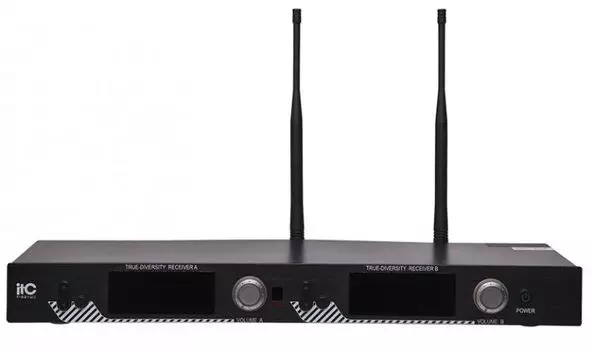Радиосистема ITC T-521UZ UHF двухканальная радиосистема с двумя настольными микрофонами типа "гусиная шея". LCD дисплей. True Diversity. Частотный диа
