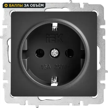 Розетка встраиваемая IEK Brite РС11-1-0-БрГ с заземлением цвет графит