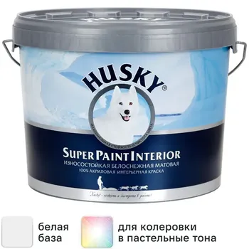 Краска для стен Husky Super Paint Int моющаяся матовая цвет белый 10 л