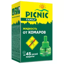 жидкость для фумигатора PICNIC Family от комаров 45 ночей