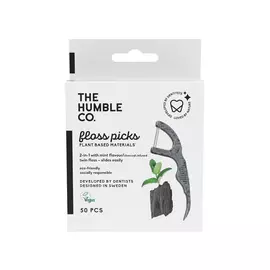 зубочистки с зубной нитью HUMBLE Floss Charcoal Picks 50шт древесный уголь