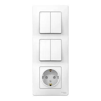 Блок выключатель и розетка Systeme Electric Blanca четырехклавишный встраиваемый белый (BLNBS102201)
