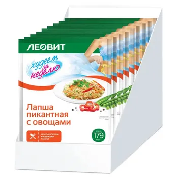 Лапша пикантная с овощами Худеем за неделю, 12 шт по 40 г, ЛЕОВИТ