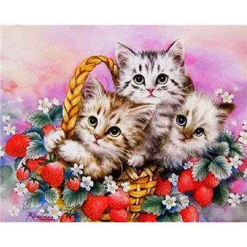 Алмазная мозаика с животными, алмазная живопись, полная круглая кошка, Алмазная вышивка, вышивка крестиком, цветы, стразы, ручная работа Full Round 20*30 cm