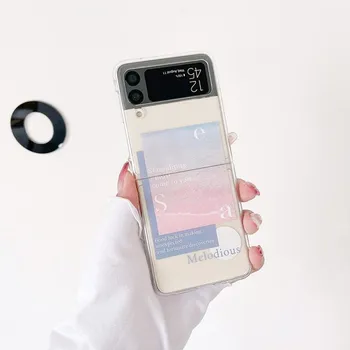 Чехол для Samsung Galaxy Z Flip 4 3, браслет с рисунком заката и пляжа, прозрачный противоударный жесткий чехол для Samsung Zflip4 Flip3, чехол For Samsung Z Flip 3