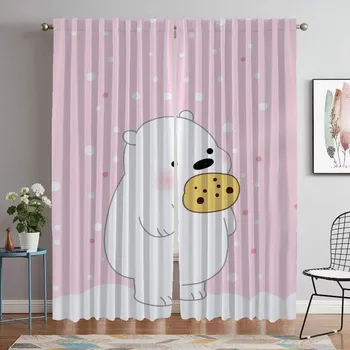 Kitchen Curtains 2 Pieces Cute Bare Curtains Child Room Blackout Curtain Tulle for Bedroom Partition Shades Living Elegant Panel W50xH70cmx2pcs-CL