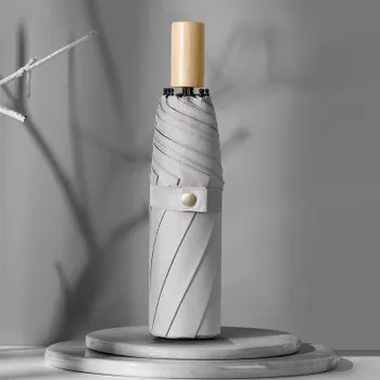 Автоматический зонт 10 Bone с ручкой из бревна, солнечный зонт, мужской деловой складной зонт