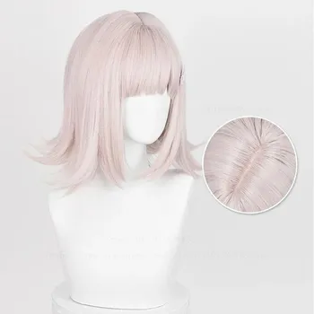 Высококачественный парик для косплея Nanami ChiaKi, короткий серый, розовый, с термостойкими синтетическими волосами, для вечеринки в стиле аниме на Хэллоуин + шапочка для парика One Size