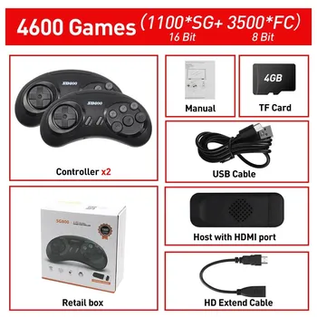 16-битная игровая консоль MD для SEGA Genesis SG800 Game Stick, беспроводной контроллер, встроенный в 4600+ игр, игровой проигрыватель HDMI