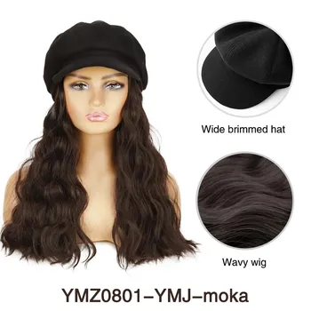 LISI HAIR Синтетический берет и рыбацкая шляпа, парик, термостойкое волокно, длинные волнистые волосы, подходят для женщин, повседневная одежда 50cm