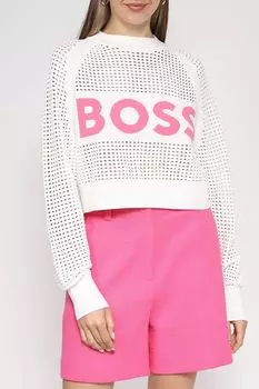 Джемпер ажурный свободного кроя с логотипом BOSS