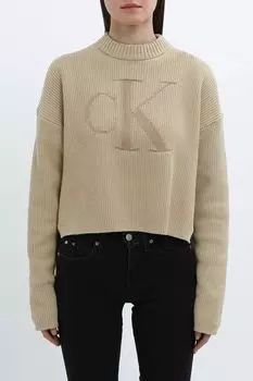 Джемпер хлопковый с логотипом укороченный Calvin Klein Jeans