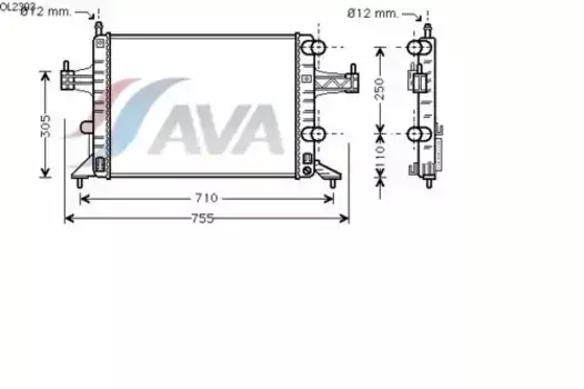 Радиатор системы охлаждения двигателя AVA OL2303