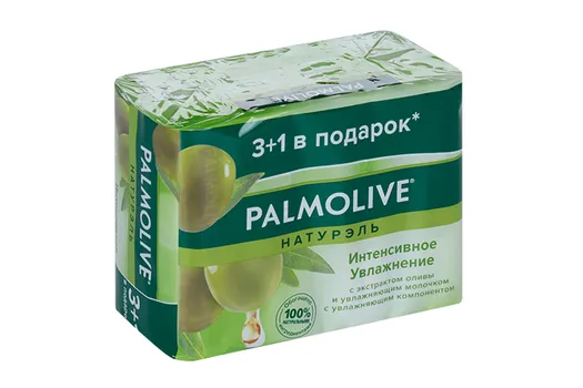 Мыло PALMOLIVE туалетное натурэль интенсивное увлажнение экстракт оливы/увлажняющее молочко, 90 г, 4 шт