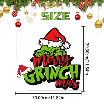 Знак Merry Grinchmas, декоративный декор передней двери, рождественские настенные фронтоны для крыльца фермерского дома, наружный, внутренний, зимний рождественский знак, деревянный Grinch Style 1