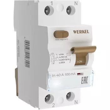 Устройство защитного отключения 1P+N 40 А 100 mA AC 6 kA Werkel W812P404 (a065610)