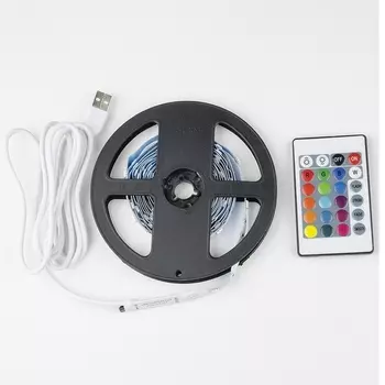Светодиодная лента 5V с пультом ULS-U12 3M/RGB/1.5M/USB/RC IP20 RUA02C24 блистер Uniel