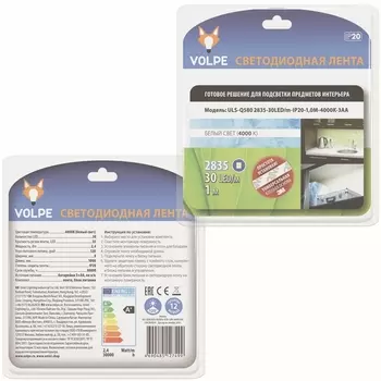 Светодиодная лента ULS-Q580 2835-30LED/m-IP20-1,0M-4000K-3AA блистер Volpe 4.5V