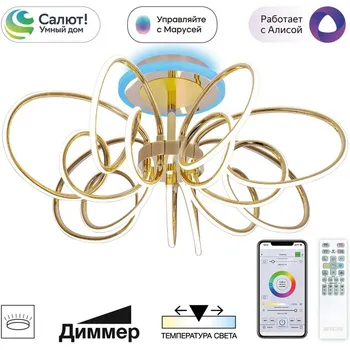 Потолочная RGB светодиодная люстра WiFi с пультом управления Citilux Salma Smart CL224A172 (Умный дом, Алиса)