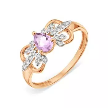 Кольцо с аметистом и Swarovski Zirconia Линии Любви