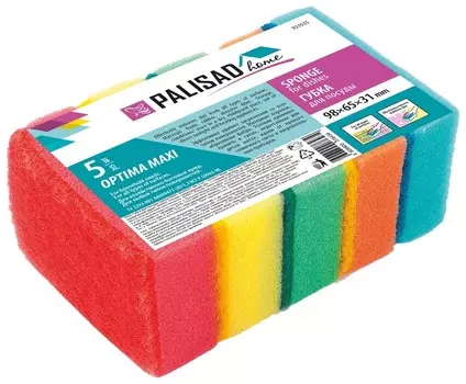 Губки для посуды Optima Maxi, 98 X 65 X 31 мм, 5 шт., Home Palisad