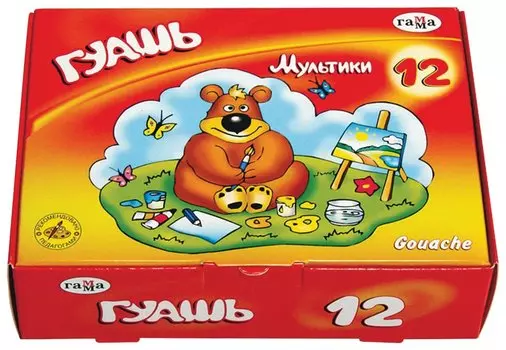 Гуашь 12 цветов по 20 мл Мультики