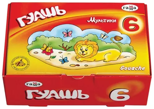 Гуашь 6 цветов по 20 мл Мультики