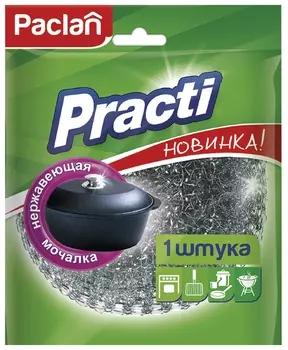 Губка (Мочалка) для посуды металлическая, большая, сетчатая, 38 г, Paclan "Practi"