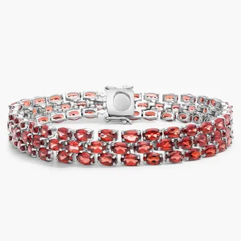 Браслет Trio Oval Garnet из стерлингового серебра (5x3 мм) Blue Nile