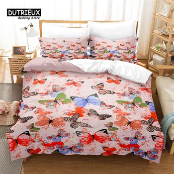 Комплект постельного белья Beautiful Flowers, комплект из 3 пододеяльников Flower, мягкий, удобный, дышащий пододеяльник, для декора спальни и гостевой комнаты EU single(135x200cm)