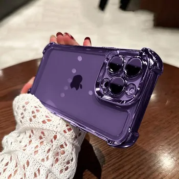 Противоударный бампер с прозрачным покрытием для iPhone 14 13 12 11 Pro Max Plus Xs Xr 14pro, мягкая гальванизированная акриловая задняя крышка For iPhone 12Pro