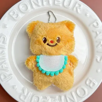 Kawaii Butter Bear Plush Pendant Cartoon Bib Bear Doll Keychain Car Key Ring Backpack Bag Decor Kid Gift