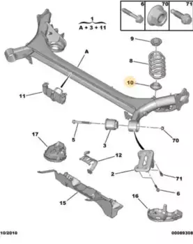 прокладка под пружину! нижн.\ Peugeot 3008/307 I/307 II/308/308 I/RCZ 1.4-1.6 14> 5164 36 PSA