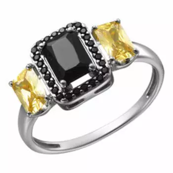 Серебряное кольцо с турмалином и кубическим цирконием