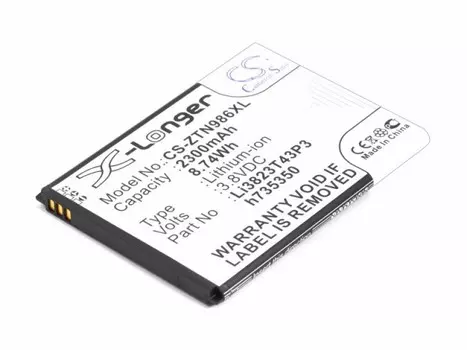 Аккумулятор CameronSino CS-ZTN986XL для ZTE N986, V975 (LI3823T43P3H735350), Li-Ion, 2300, 3.7V (P104.01469)