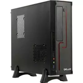 Корпус mATX Delux H-308 черный, БП 450W, USB 3.0, audio, с красной светящейся полосой