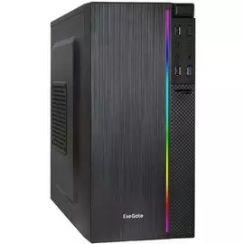 Корпус mATX Exegate mEVO-9302-RGB EX287882RUS Minitower, без БП, 2*USB+1*USB3.0, HD аудио, черный с RGB подсветкой