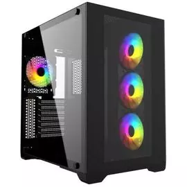 Корпус ATX Powercase CVBA-L4 чёрный, без БП, закаленное стекло, 4*120mm 5-color fan