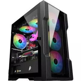 Корпус mATX 1STPLAYER T3-G черный, без БП, боковая и передняя панель из закаленного стекла, USB 3.0, 2*USB 2.0, audio