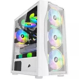 Корпус mATX 1STPLAYER X3-M белый, без БП, боковая и передняя панель из закаленного стекла, USB 3.0, 2*USB 2.0, audio