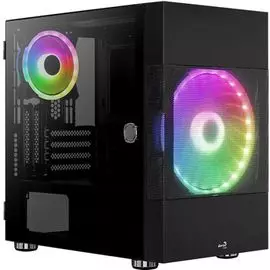 Корпус mATX AeroCool Atomic-G-BK-v1 4710562755893 черный, без БП, боковая панель из закалённого стекла, 2*USB 3.0, audio