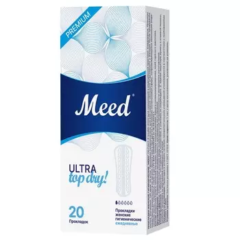 Meed Ежедневные ультратонкие прокладки усеченной формы Premium Ultra Top Dry, 20 шт (Meed, Гигиенические прокладки)