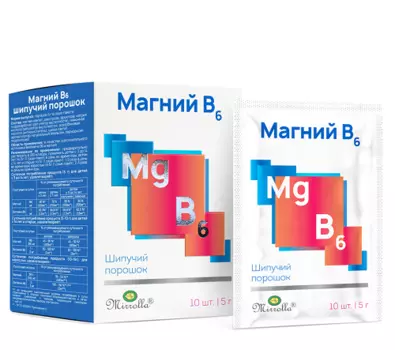 Mirrolla Магний В6 шипучий порошок со вкусом апельсина 10 шт по 0,5 гр (Mirrolla, Витамины и минералы)