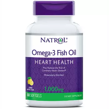 Natrol Рыбий жир омега-3 со вкусом лимона 1000 мг, 60 капсул (Natrol, Омега 3)
