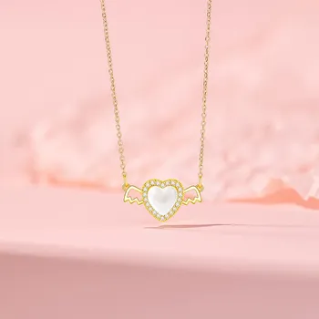 Ожерелье Love для женщин Ins Tide Light Luxury Niche Design Sense Wings Heart из нержавеющей стали с цепочкой на ключицу