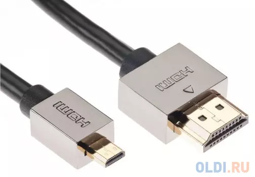 Кабель HDMI-19M --MicroHDMI-19M ver 2.0+3D/Ethernet,1m метал разъемы VCOM