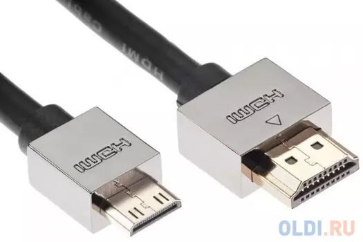 Кабель HDMI-19M --MiniHDMI-19M ver 2.0+3D/Ethernet,1.8m метал разъемы VCOM